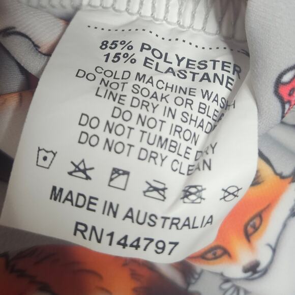 Blackmilk - For Fox Sake, Fleece Lined Gray Overalls w Foxes and Mushrooms, sz S - Picture 10 of 10